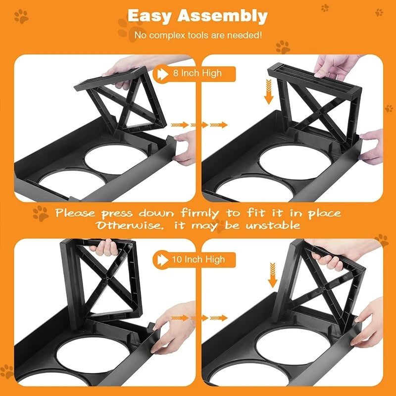 Elevated Dog Bowls 3 Adjustable Height, with Slow Feeder Bowl