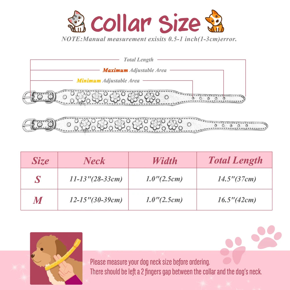 Rhinestone Leather and Crystal Dog Collars