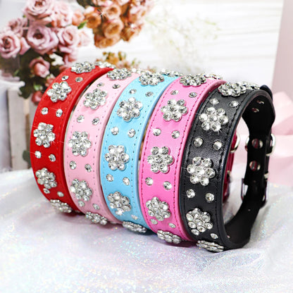 Rhinestone Leather and Crystal Dog Collars