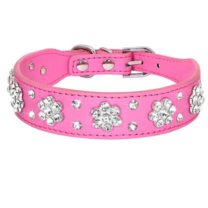 Rhinestone Leather and Crystal Dog Collars