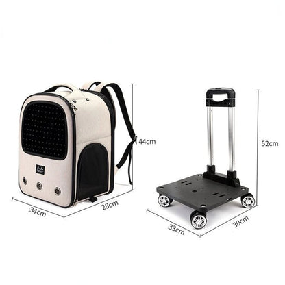 Trolley Pet Backpack Universal Wheel Cat and Dog Bag