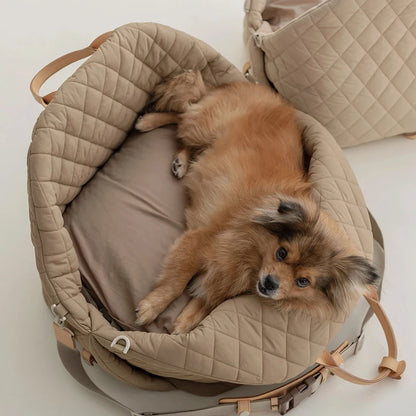 Dog Carrier Luxury Handbag, Car Seat Pet Travel Bed for Small Dogs and Cats