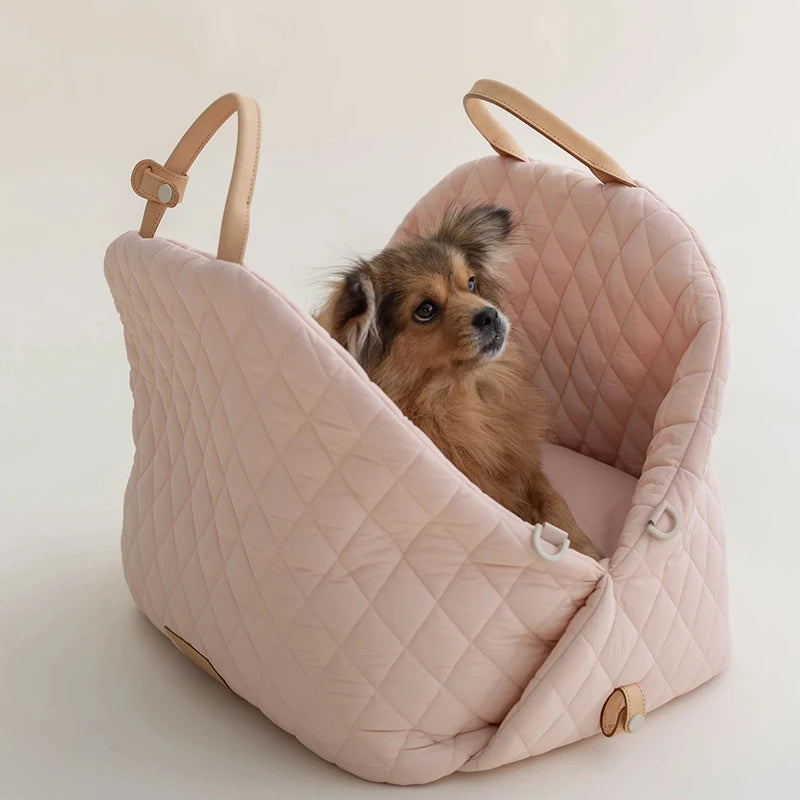 Dog Carrier Luxury Handbag, Car Seat Pet Travel Bed for Small Dogs and Cats