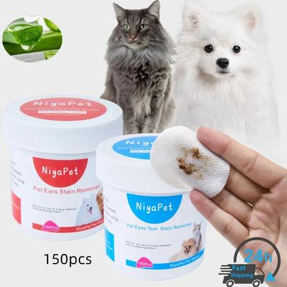Pet Wipes Dog Cat for Eyes & Ears--Tear Stain Remover