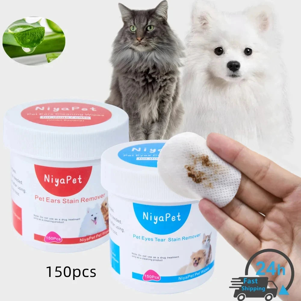 Pet Wipes Dog Cat for Eyes & Ears--Tear Stain Remover